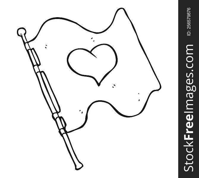 Black And White Cartoon Love Heart Flag