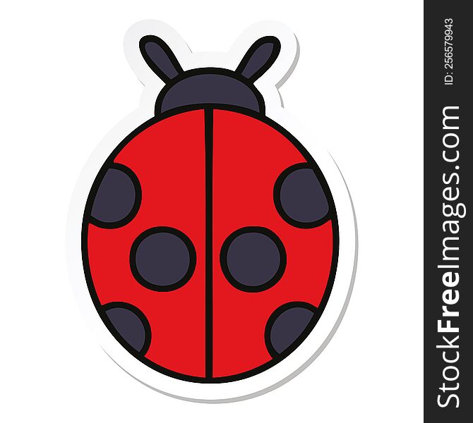 sticker of a cute cartoon lady bug