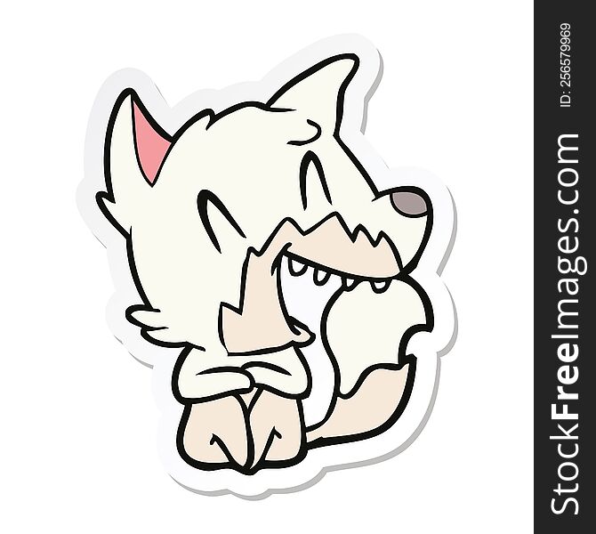 Sticker Of A Laughing Fox Cartoon