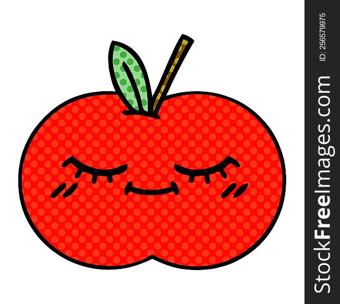 Comic Book Style Cartoon Red Apple