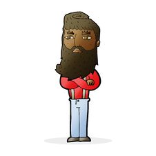 Cartoon Serious Man With Beard Royalty Free Stock Photos