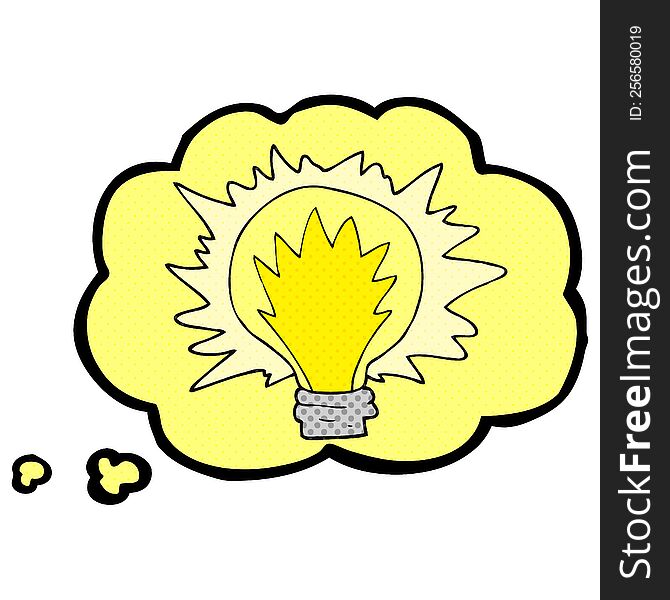 Thought Bubble Cartoon Light Bulb