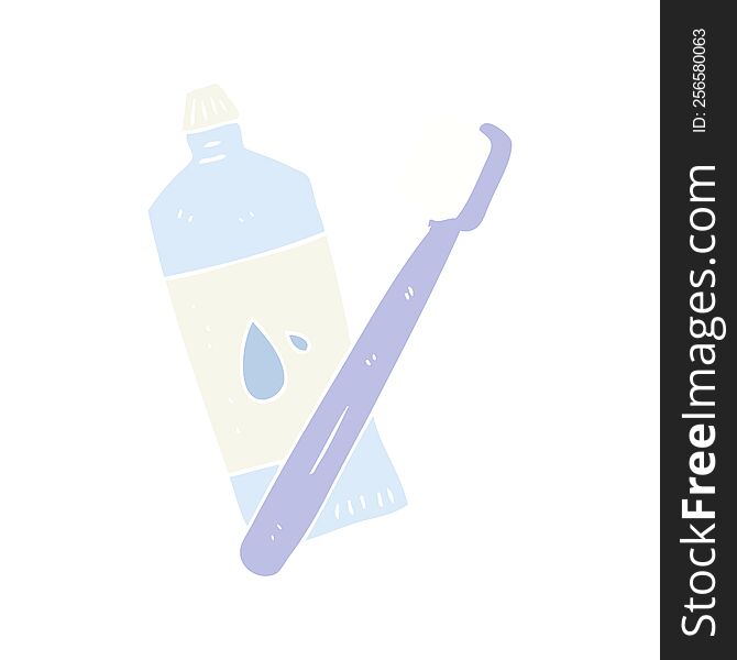 Flat Color Illustration Of A Cartoon Toothbrush