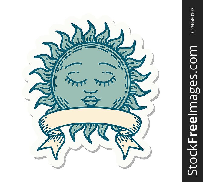 Tattoo Sticker With Banner Of A Sun