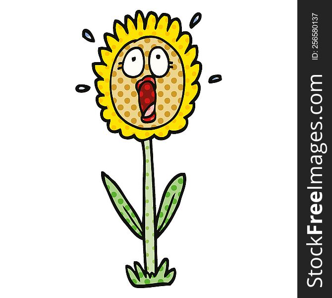 comic book style cartoon shocked sunflower