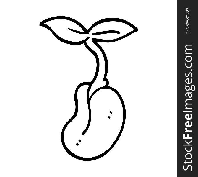 line drawing cartoon of a seedling