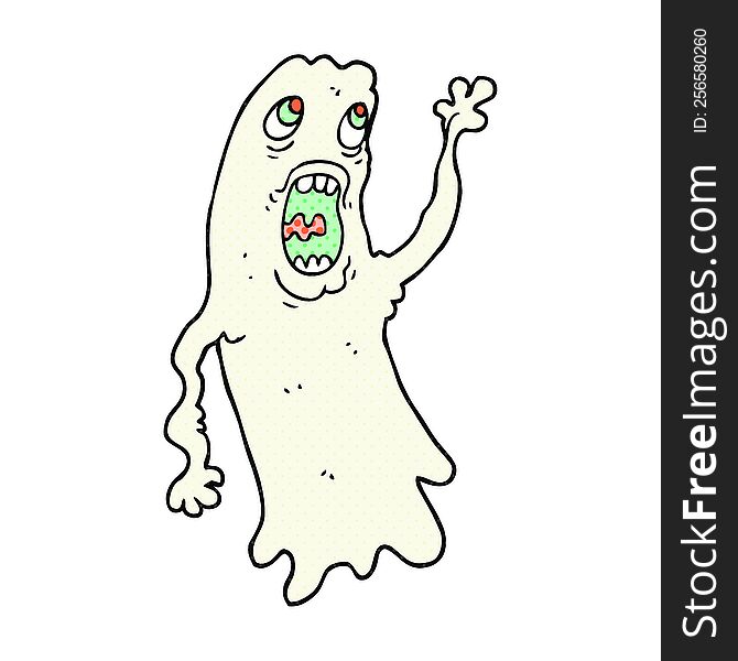 freehand drawn cartoon ghost