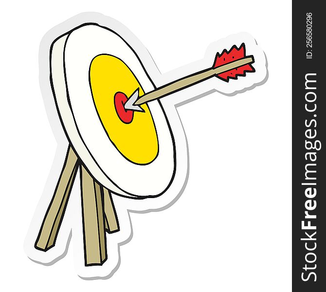 Sticker Of A Cartoon Archery Target