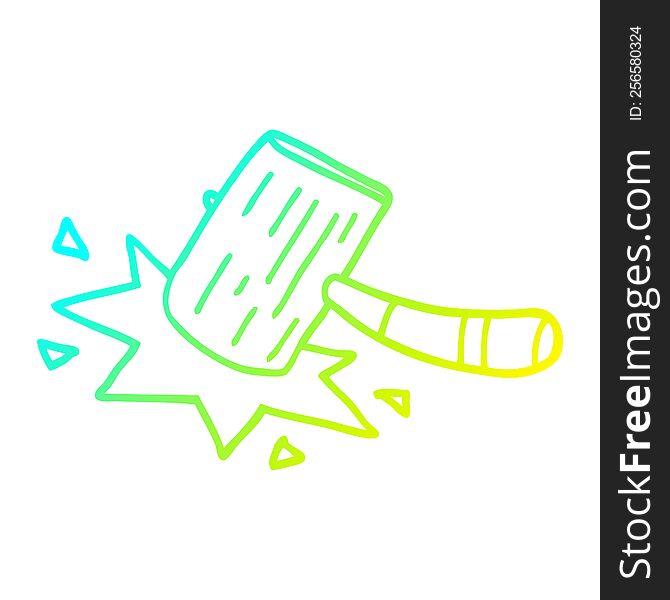 cold gradient line drawing of a cartoon mallet