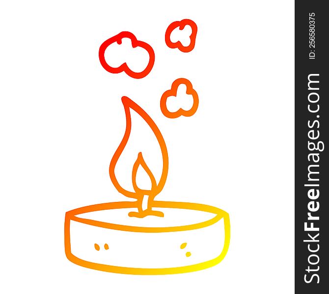 warm gradient line drawing of a cartoon small candle