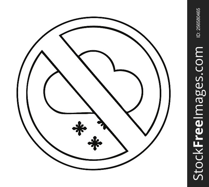 line drawing cartoon no snow allowed sign