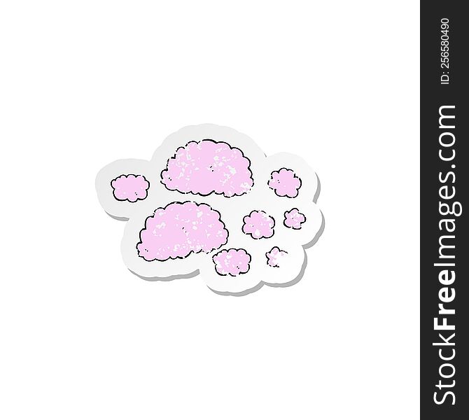 Retro Distressed Sticker Of A Pink Clouds