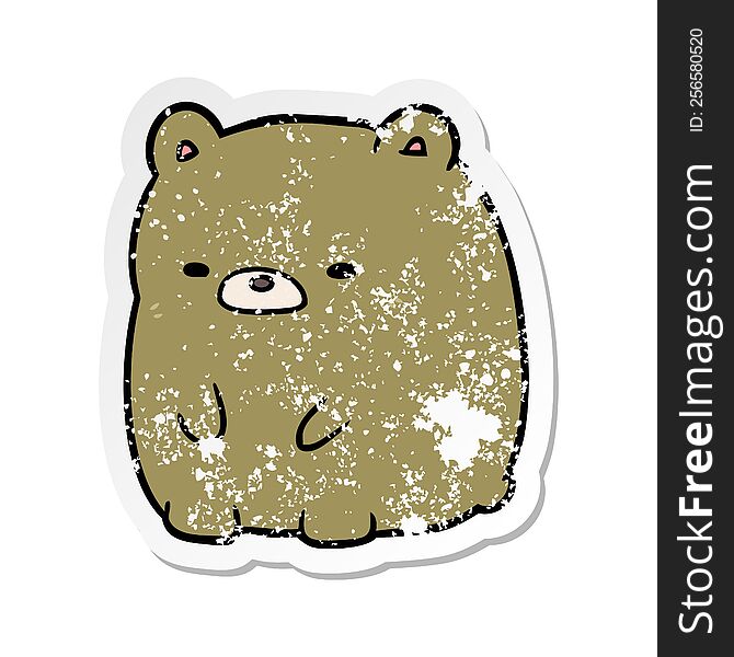 Distressed Sticker Of A Cartoon Sad Bear