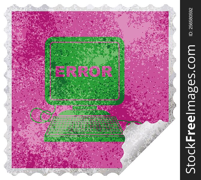 computer error vector illustration square peeling sticker. computer error vector illustration square peeling sticker