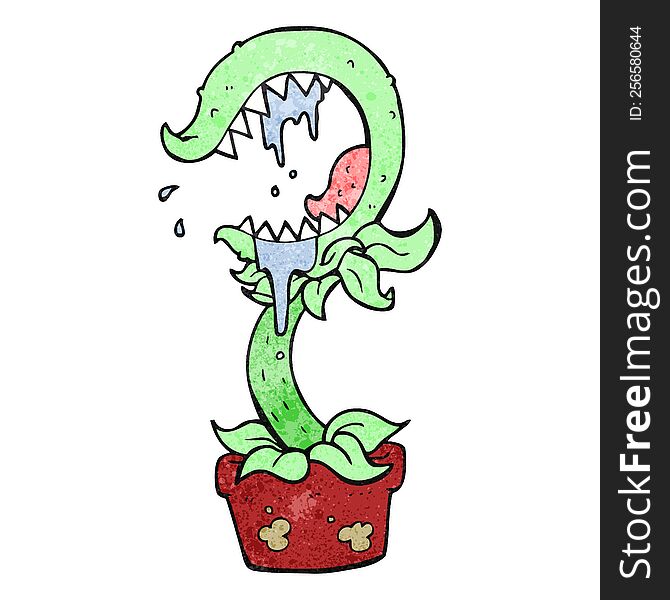 freehand textured cartoon carnivorous plant