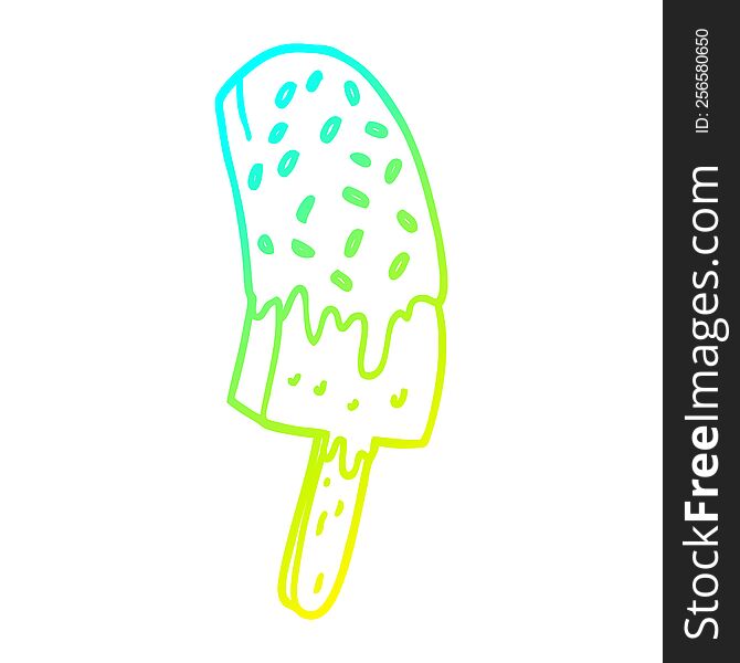 Cold Gradient Line Drawing Cartoon Ice Cream Lolly