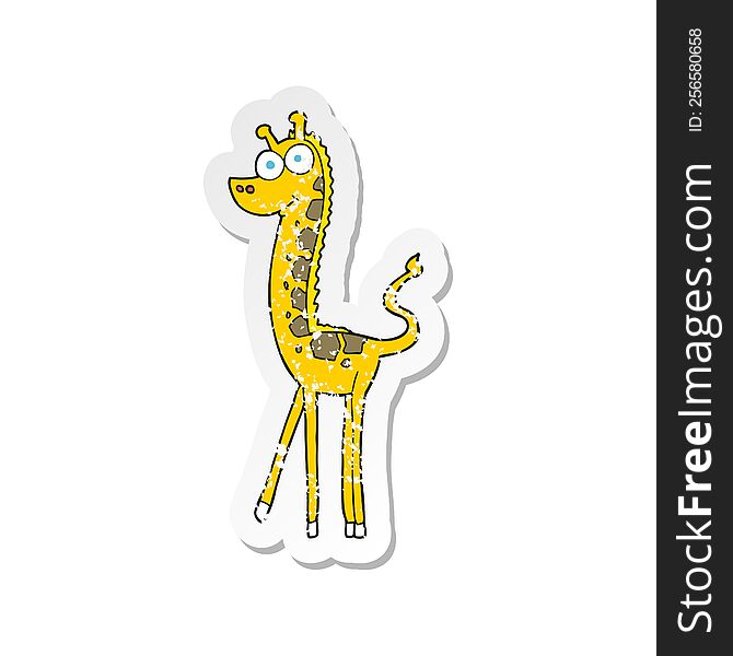 retro distressed sticker of a cartoon giraffe