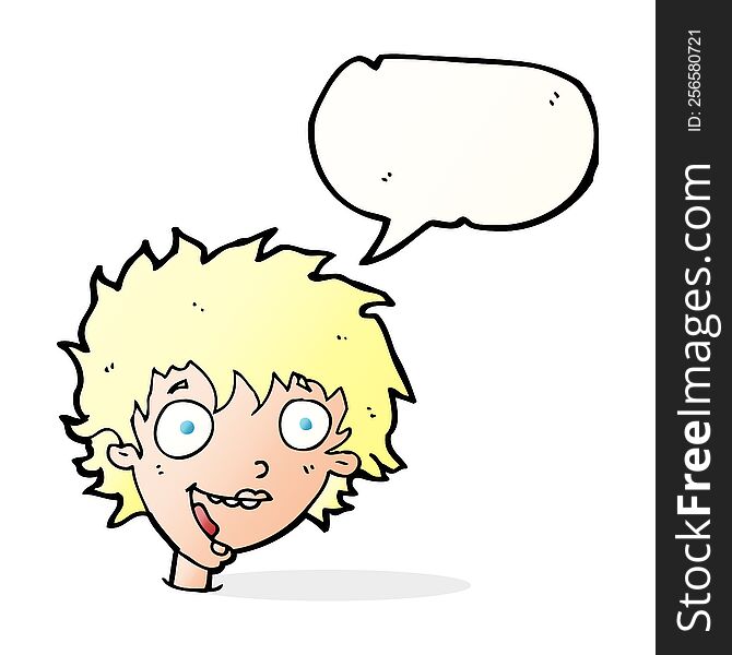 Cartoon Crazy Excited Woman With Speech Bubble