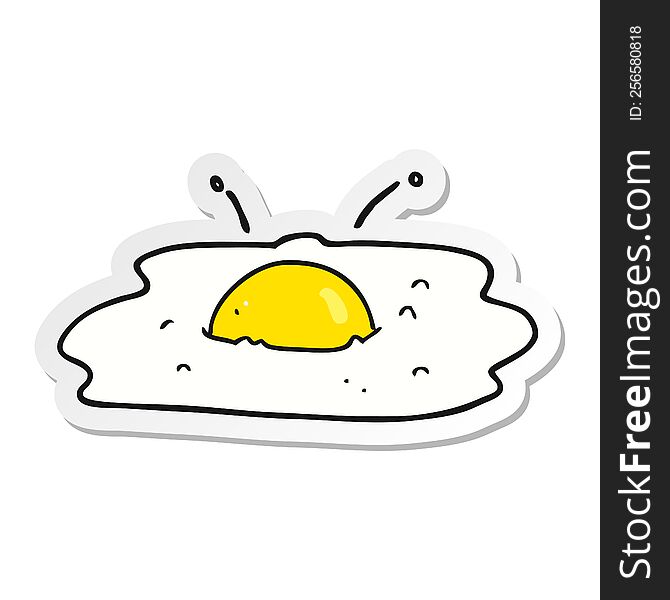 sticker of a cartoon fried egg