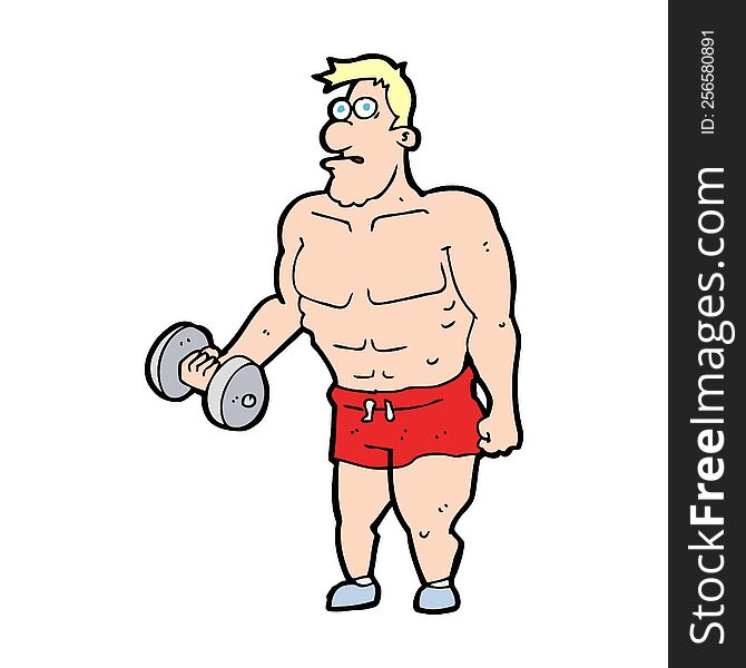 cartoon man lifting weights