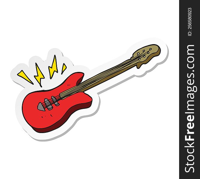 sticker of a cartoon electric guitar