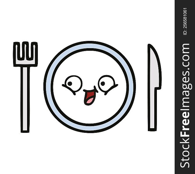 cute cartoon of a dinner plate. cute cartoon of a dinner plate