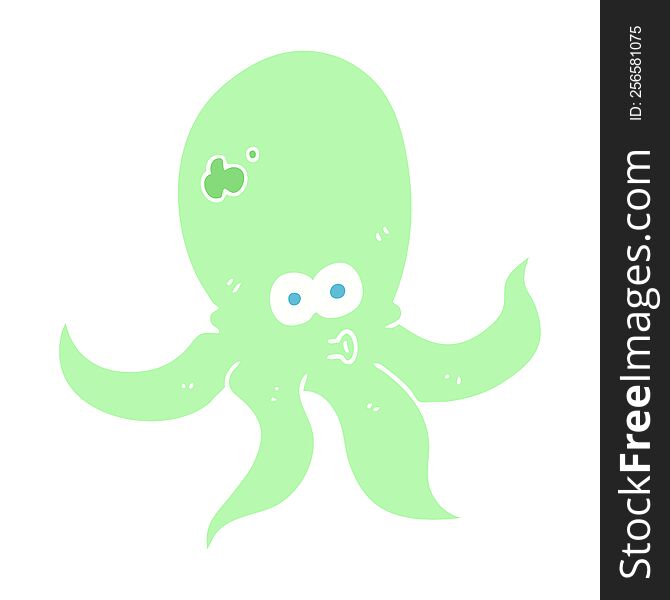 Flat Color Illustration Of A Cartoon Octopus