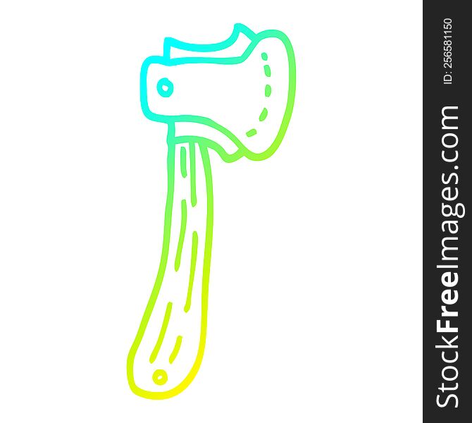 cold gradient line drawing of a cartoon long axe