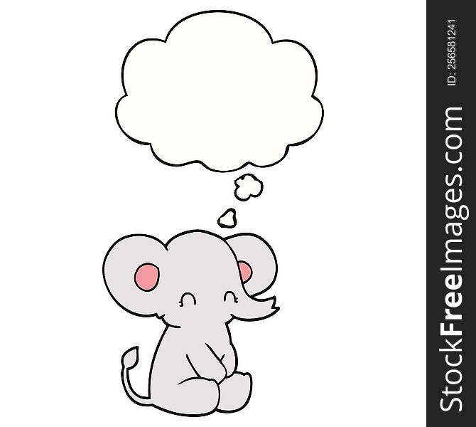 Cute Cartoon Elephant And Thought Bubble