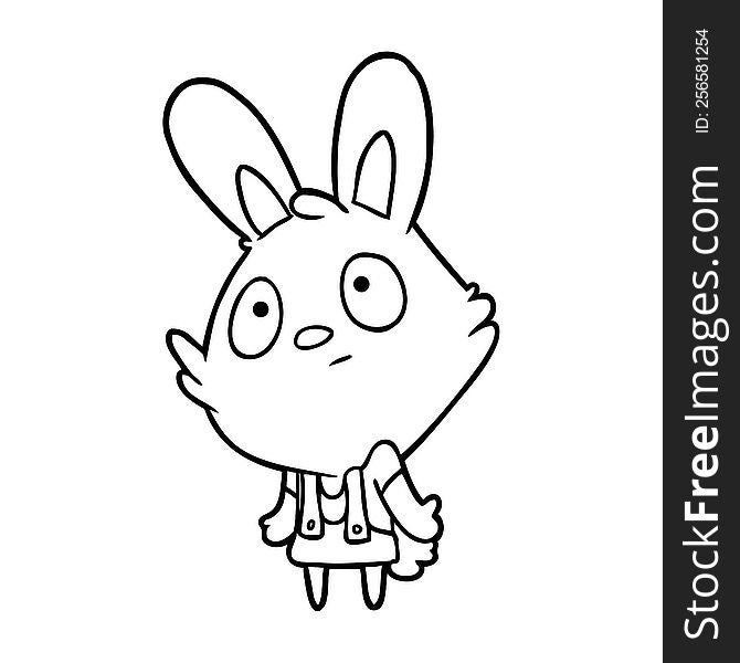cute line drawing of a rabbit shrugging shoulders. cute line drawing of a rabbit shrugging shoulders