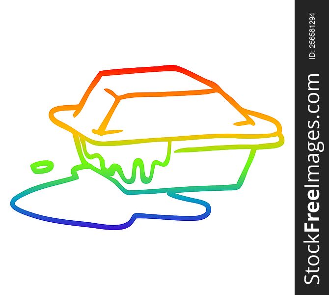 rainbow gradient line drawing of a cartoon food take out