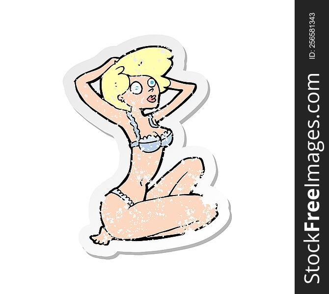 retro distressed sticker of a cartoon underwear model