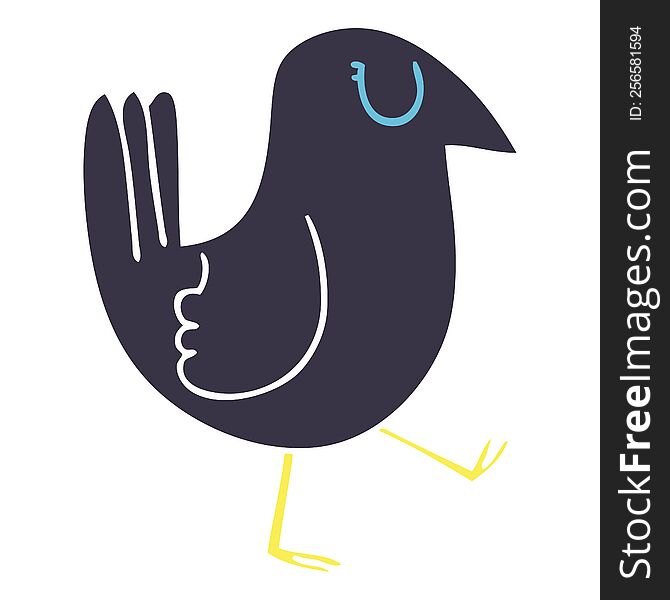 Quirky Hand Drawn Cartoon Crow