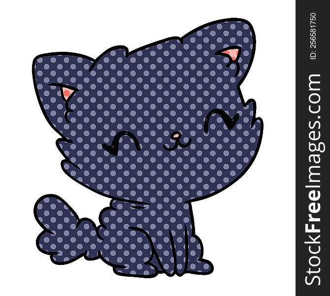 cartoon illustration cute kawaii fluffy cat. cartoon illustration cute kawaii fluffy cat