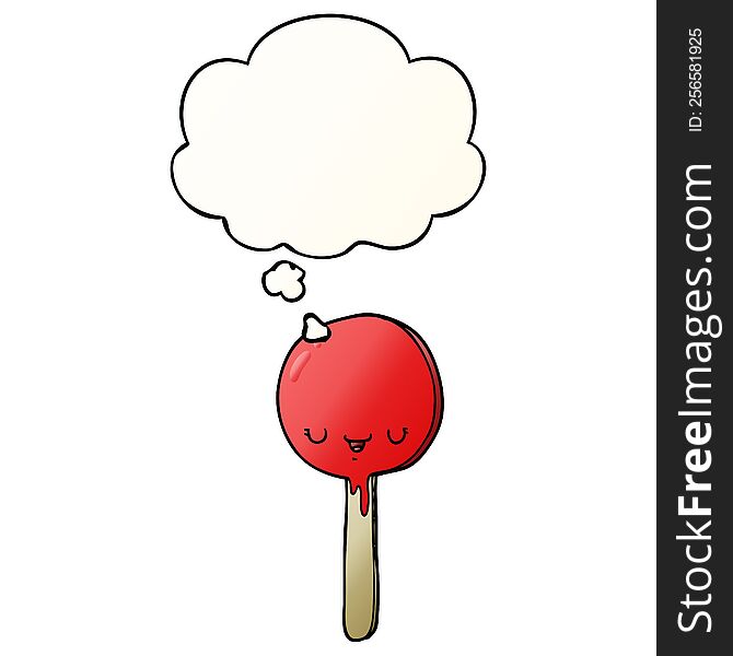 cartoon candy lollipop with thought bubble in smooth gradient style