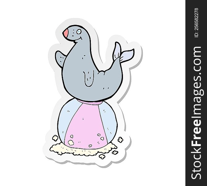 sticker of a cartoon seal with ball