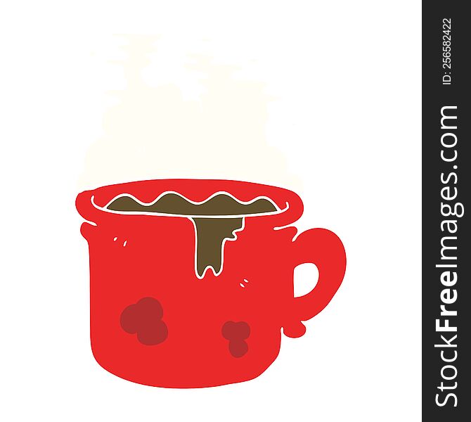 Flat Color Illustration Of A Cartoon Old Coffee Cup