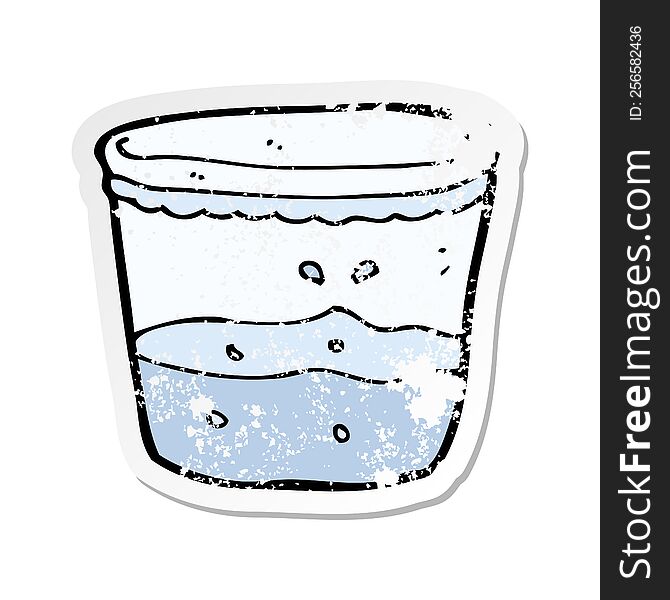 Retro Distressed Sticker Of A Cartoon Glass Of Water
