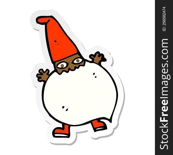 sticker of a cartoon tiny santa