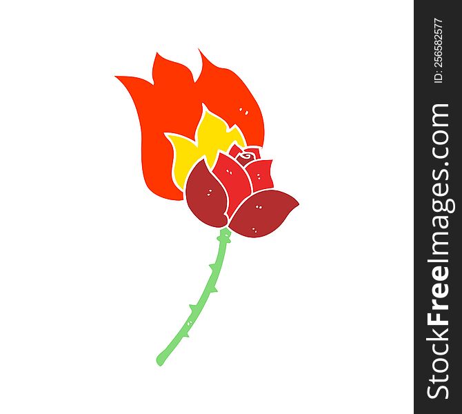 flat color illustration of rose. flat color illustration of rose