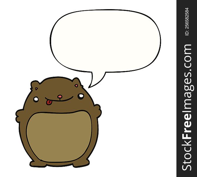 cartoon fat bear with speech bubble. cartoon fat bear with speech bubble