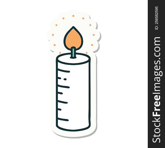 sticker of tattoo in traditional style of a candle. sticker of tattoo in traditional style of a candle