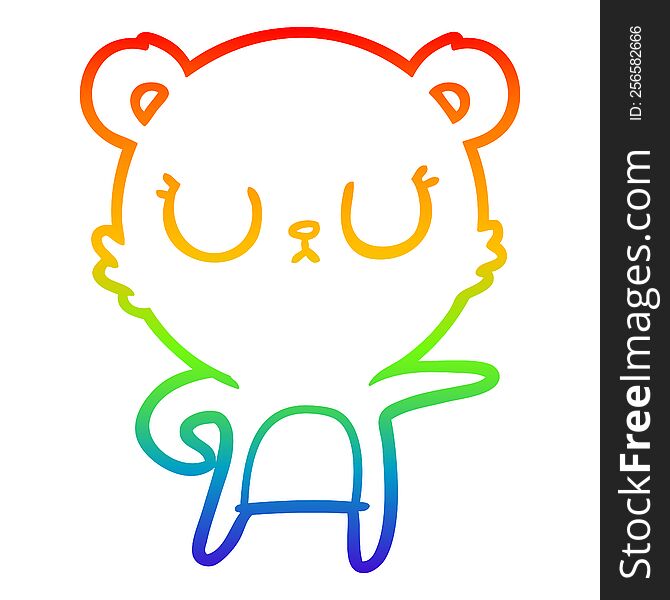 Rainbow Gradient Line Drawing Peaceful Cartoon Bear