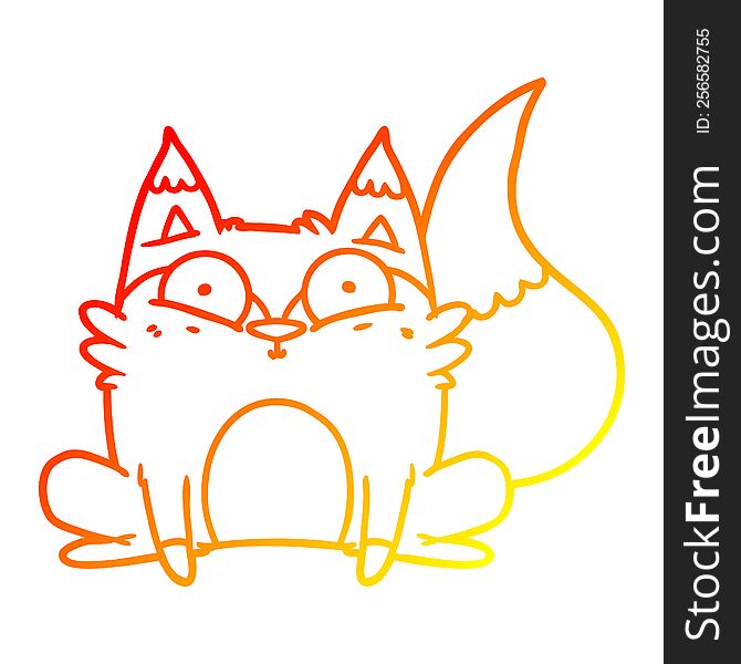 Warm Gradient Line Drawing Cartoon Startled Fox