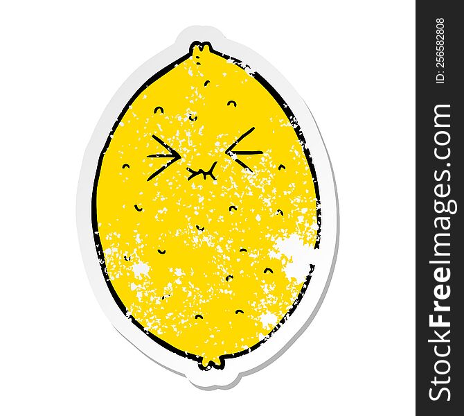distressed sticker of a cartoon bitter lemon