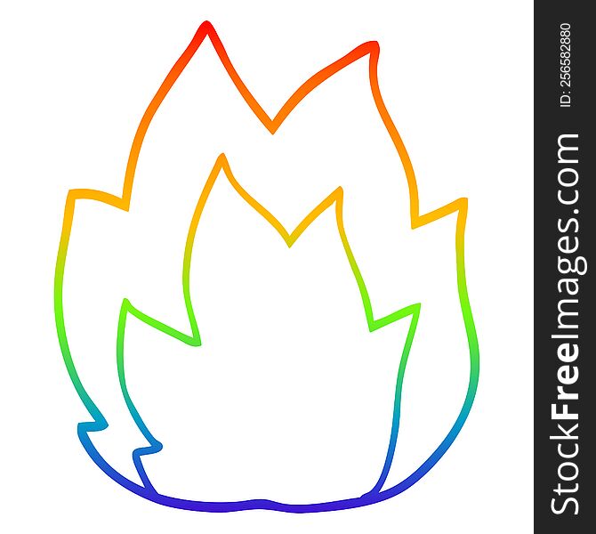 Rainbow Gradient Line Drawing Cartoon Explosion Flame