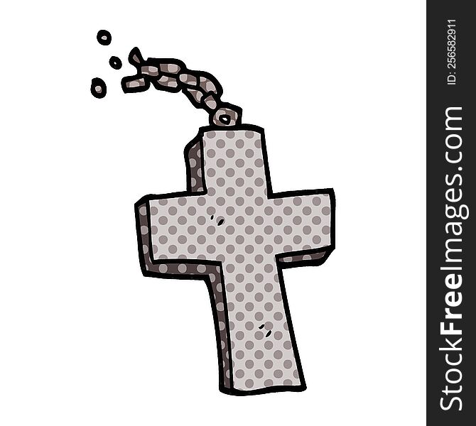 cartoon doodle silver cross