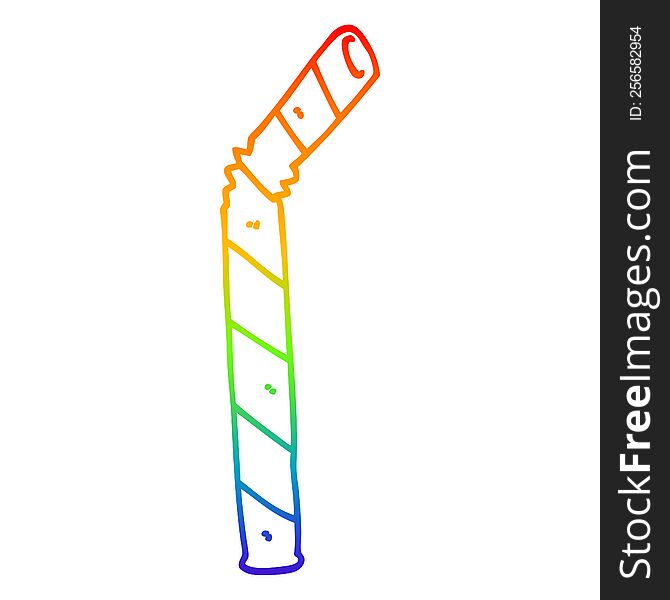 Rainbow Gradient Line Drawing Cartoon Straw