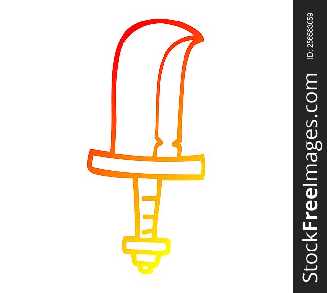 warm gradient line drawing of a cartoon golden sword