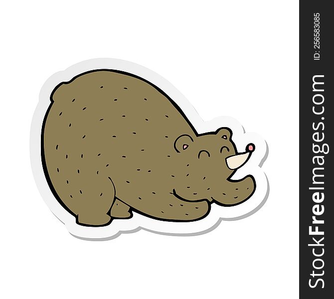 Sticker Of A Cartoon Stretching Bear